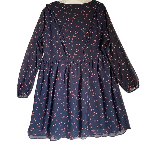 Hush Mini Fit & Flare Dress 14 Dark Floral Long Sleeve Romantic Coquette - Picture 2 of 9